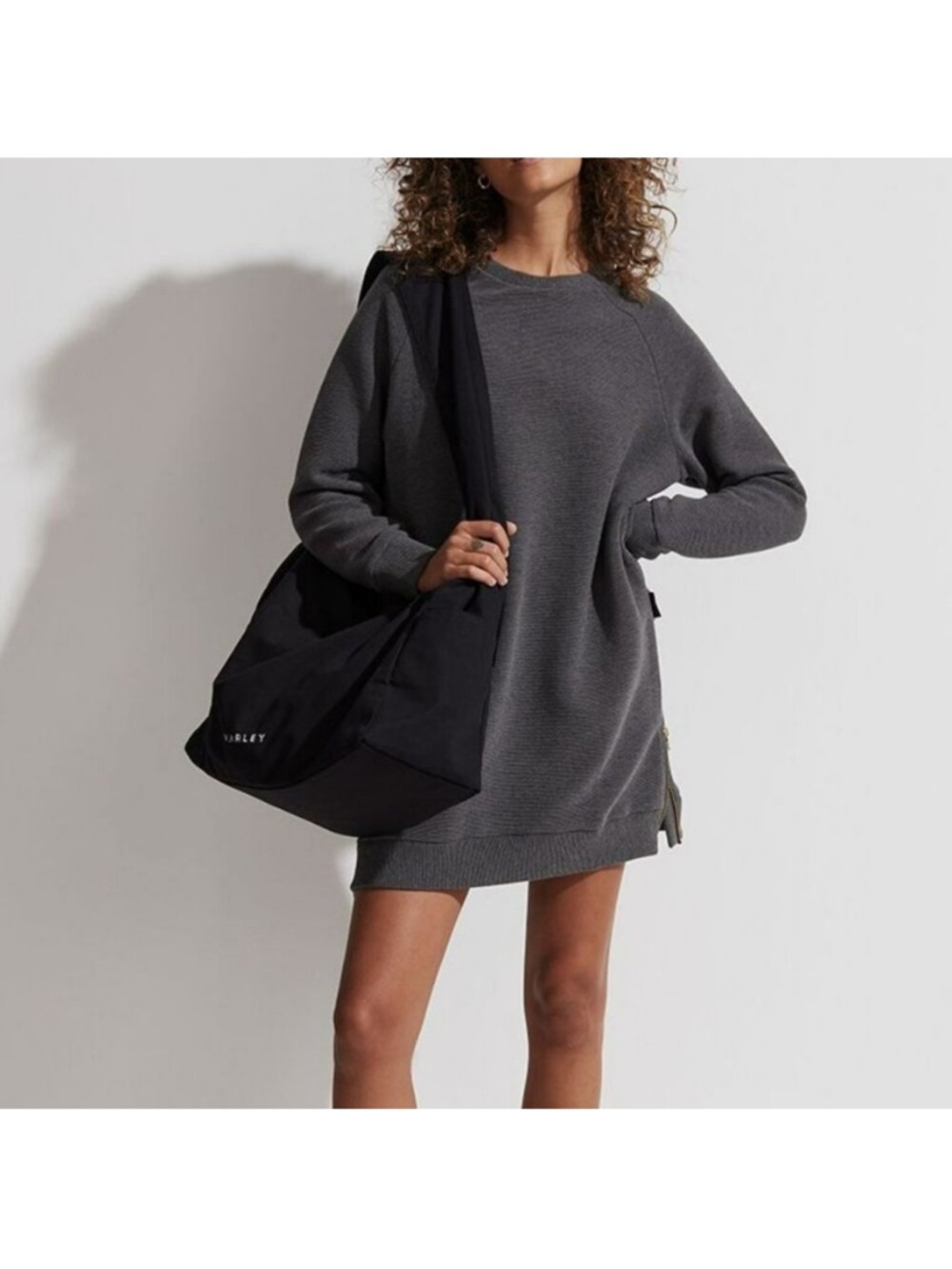 Varley Albert Dress In Charcoal Marl. Size Medium.